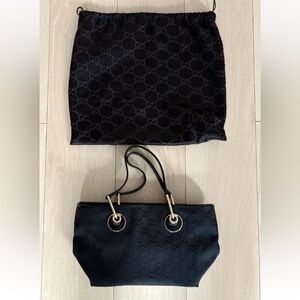 Gucci Black Tote with Gold Accents